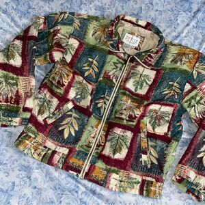 Vintage Silk Botanical Bomber Jacket Petite Art Teacher Indie Hipster Aesthetic